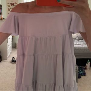 Lavender flowy off the shoulder top